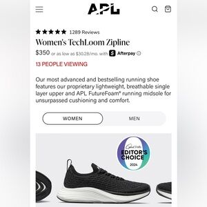 WOMEN’S BLACK APL TECHLOOM ZIPLINE SNEAKERS